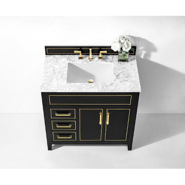 Aspen Black Onyx 36-Inch Bath Vanity Set with Italian Carrara White Marble, image 5