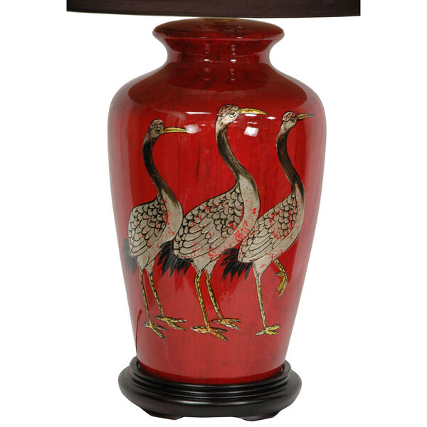 26-inch Red Crowned Cranes Vase Lamp, image 2