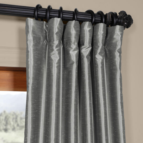 Grey 108 x 50 In. Textured Faux Dupioni Silk Single Panel Curtain, image 2