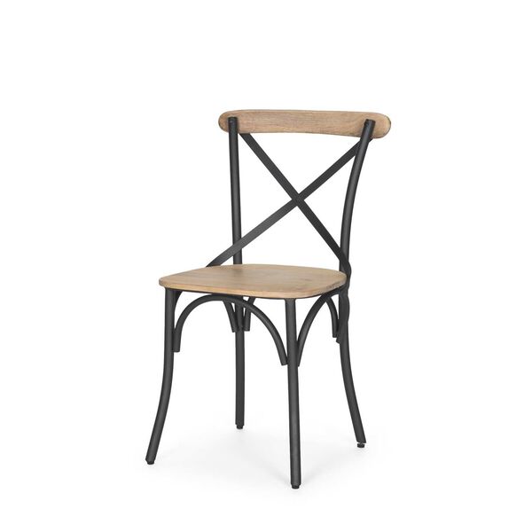 Etienne Light Brown Wood With Iron Metal Dining Chair, image 1