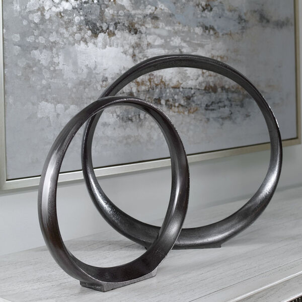 Orbits Black Ring Sculpture, Set of 2, image 1