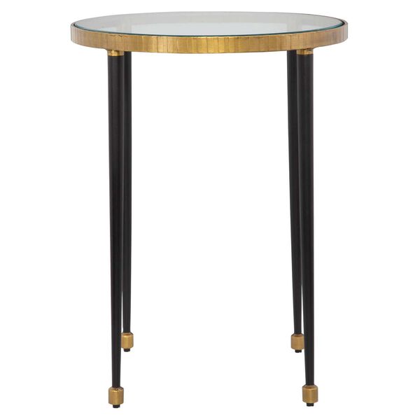 Stiletto Antique Gold Tapered Black Clear Side Table, image 2