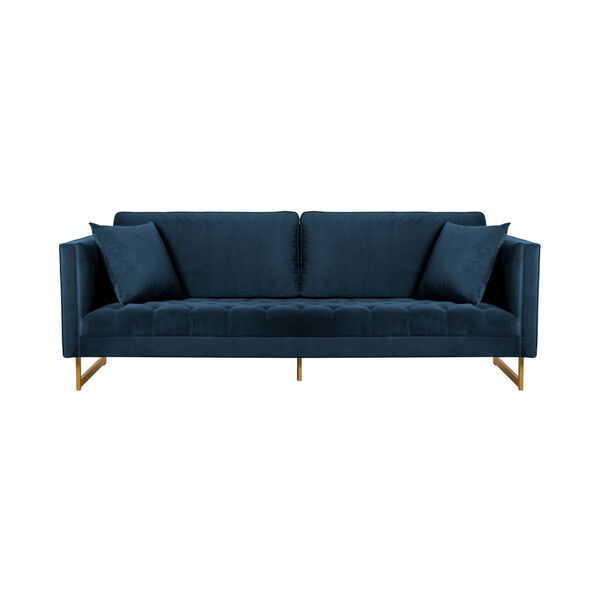 Lenox Blue Metal Antique Brass Sofa, image 1