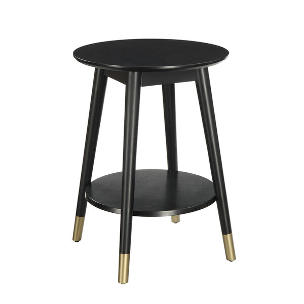 Uptown Black Round End Table with Bottom Shelf, image 1