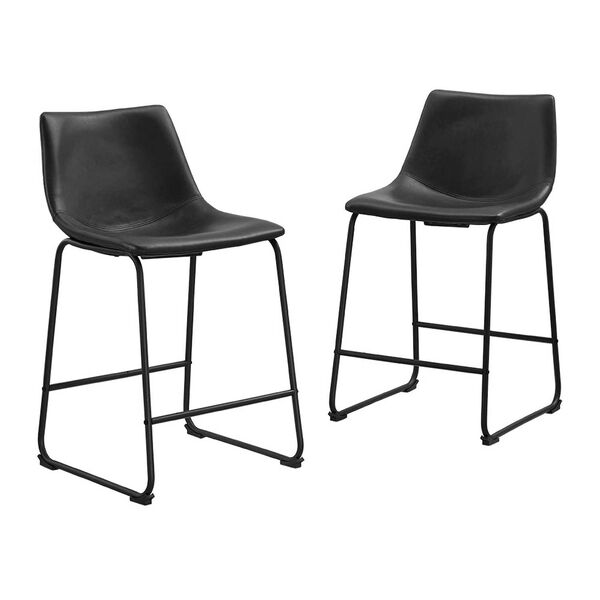 Black Faux Leather Counter Stools - Set of 2, image 5