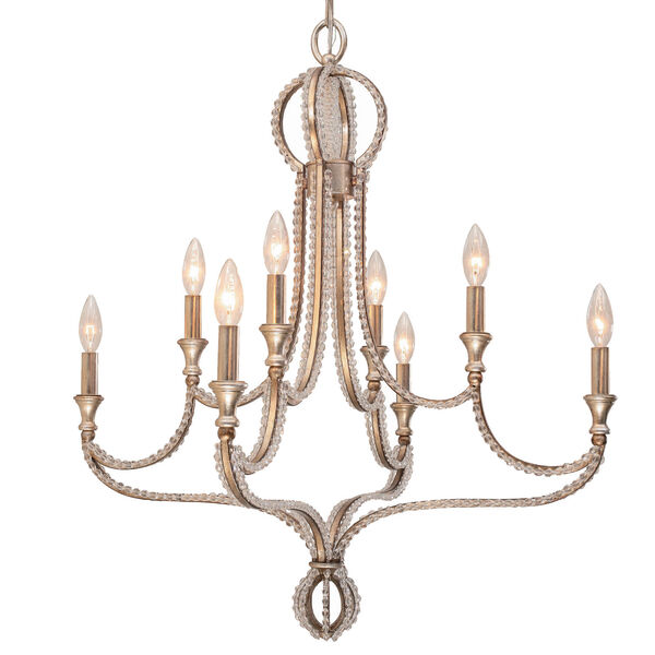 Garland Distressed Twilight Eight-Light Chandelier with Clear Beads, image 1