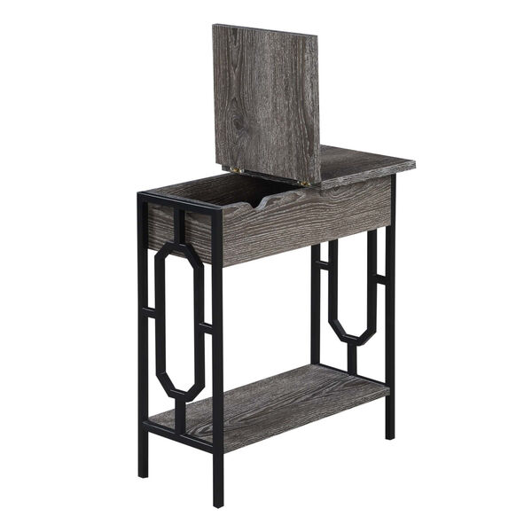 Omega Weathered Gray and Black Flip Top End Table with Charging Station, image 4