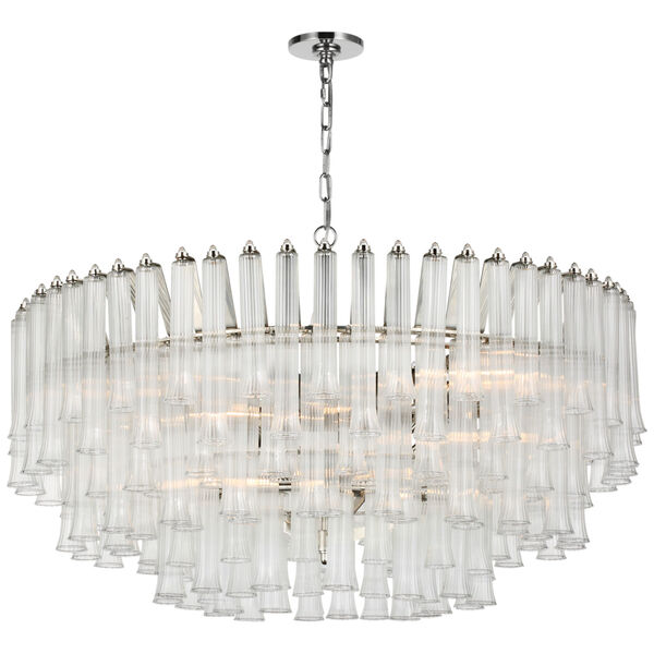 Lorelei X-Large Chandelier in Polished Nickel with Clear Glass by Julie Neill, image 1