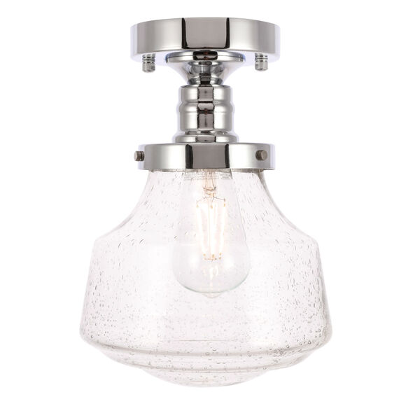 Lyle Chrome Eight-Inch One-Light Flush Mount with Clear Seeded Glass, image 3