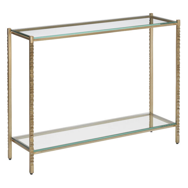 Logan Light Antique Gold and Clear Console Table, image 1