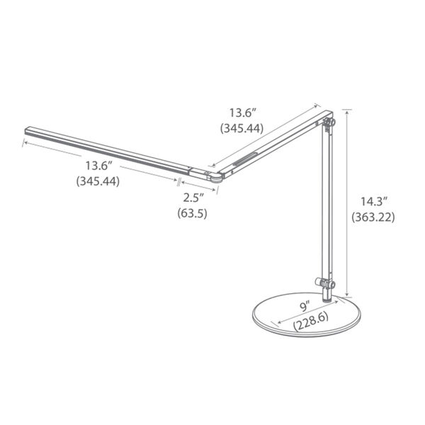 Z-Bar Silver Warm Light LED Slim Desk Lamp with Two-Piece Desk Clamp, image 3