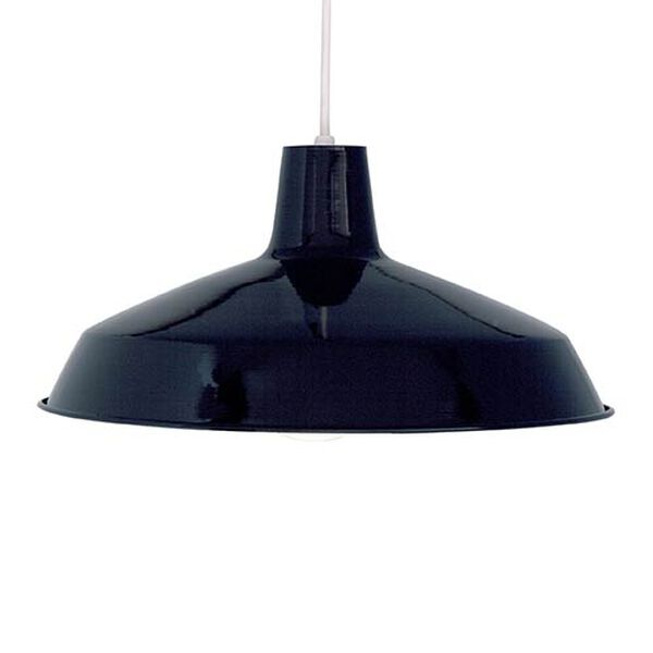 Black One-Light 16-Inch Wide Dome Pendant with Warehouse Shade and Black Aluminum, image 1