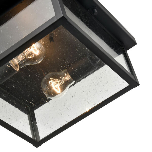 Evanton Powder Coat Black Two-Light Outdoor Flush Mount with Clear Seeded Glass, image 5