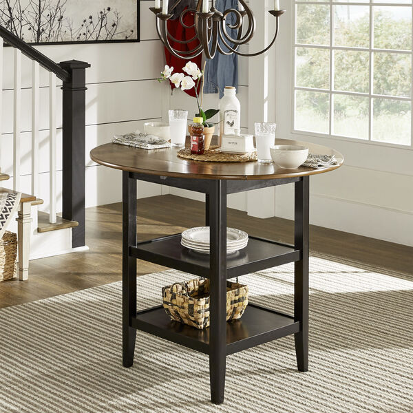 Caroline Black Two-Tone Side Drop Leaf Round Counter Height Table, image 5