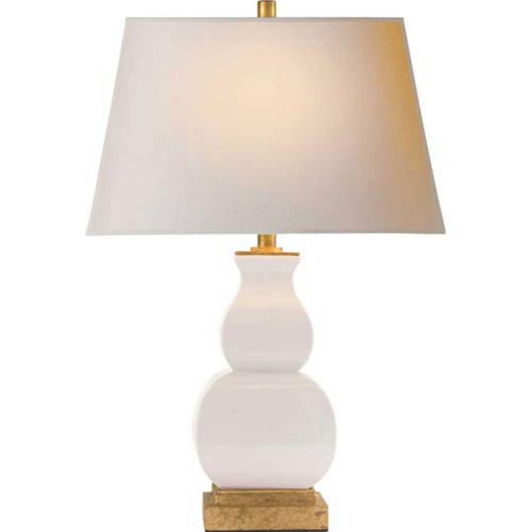 Fang Gourd Table Lamp in Ivory Crackle with Natural Paper Shade by Chapman and Myers, image 1