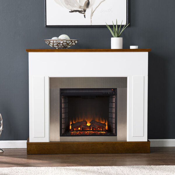 Eastrington White and Dark Tobacco Electric Fireplace, image 3