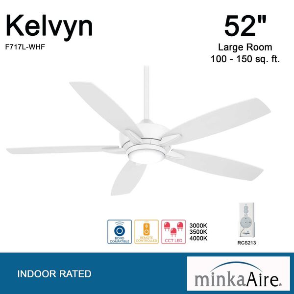 Kelvyn Flat White 52-Inch LED Ceiling Fan, image 6