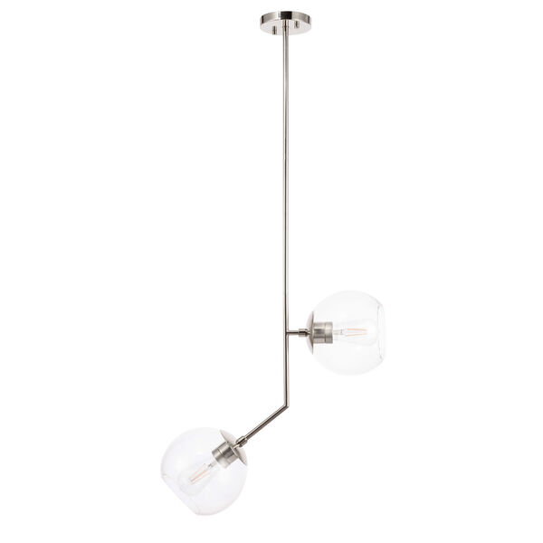 Ryland Chrome Eight-Inch Two-Light Mini Pendant with Clear Glass, image 1