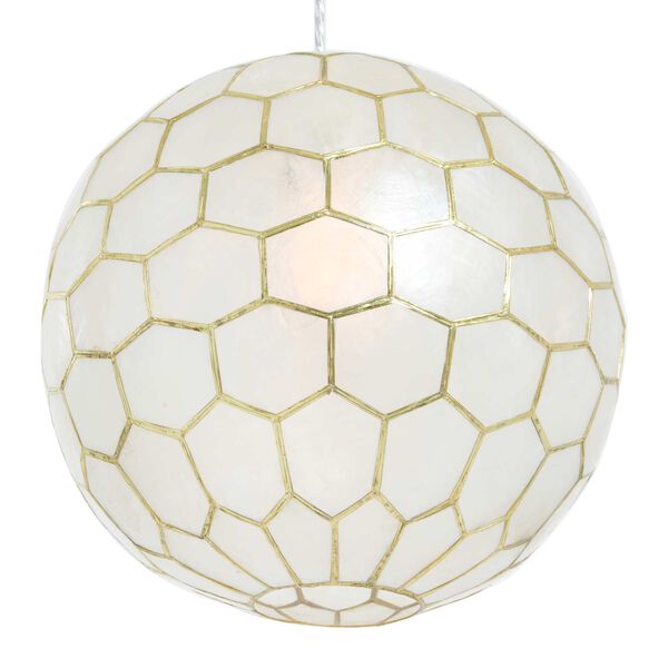 White and Antique Gold One-Light 14-Inch Pendant, image 4