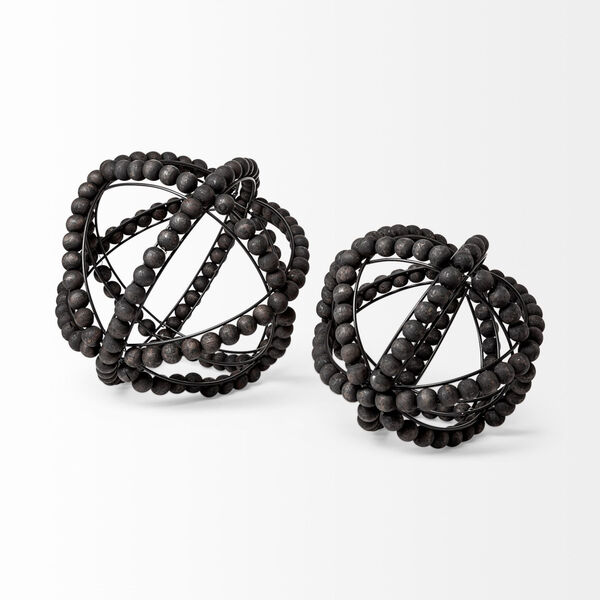 Earnhardt II Black Decorative Metal Orb with Beads, image 5