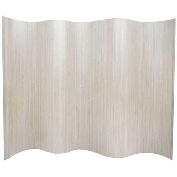 Six Ft. Tall Bamboo Wave Screen - White, Width - 98 Inches, image 1