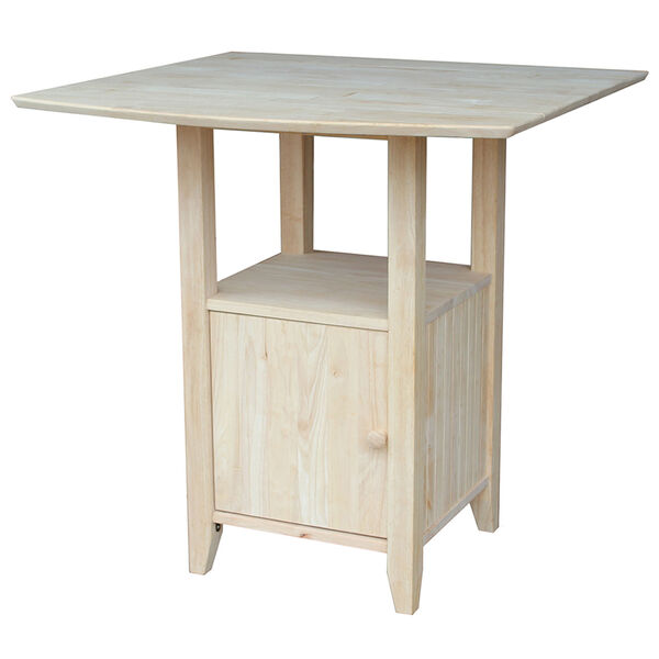 Unfinished Dual Drop Leaf Bar Height Bistro Table with Storage, image 1