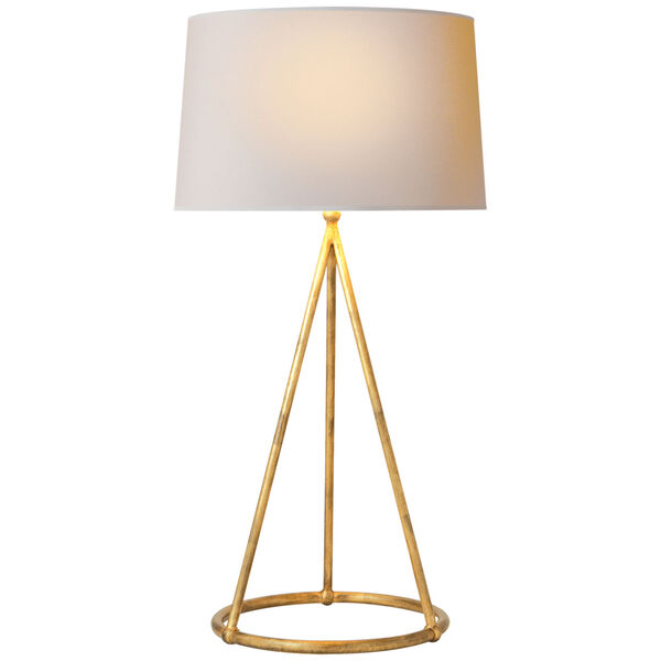 Nina Tapered Table Lamp in Gilded Iron with Natural Paper Shade by Thomas O'Brien, image 1