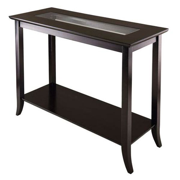 Genoa Rectangular Console Table with Glass and Shelf, image 1
