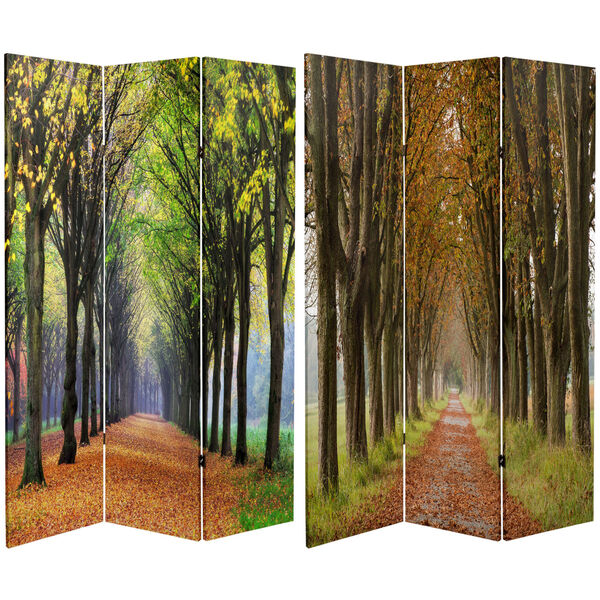 Tall Double Sided Autumn Footpath Multicolor Canvas Room Divider, image 1