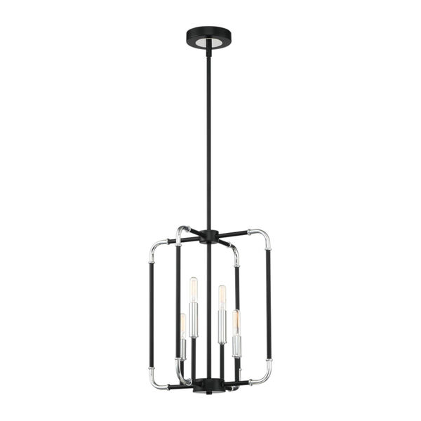 Percy Chrome and Black 14-Inch Four-Light Chandelier, image 1