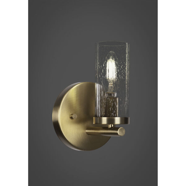 Trinity New Age Brass One-Light Wall Sconce with Clear Bubble Glass, image 2