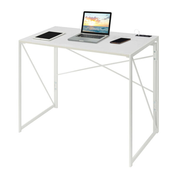 Xtra White Folding Desk with Charging Station, image 3