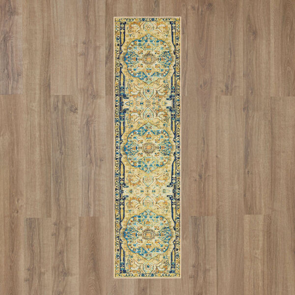 Sophea Yellow and Beige Ornamental Area Rug, image 2