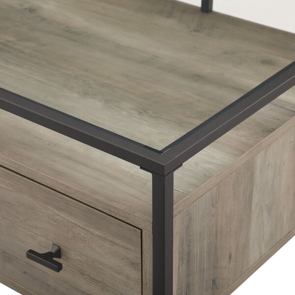 Fulton Gray and Black Two Drawer Desk with Glass Top, image 3