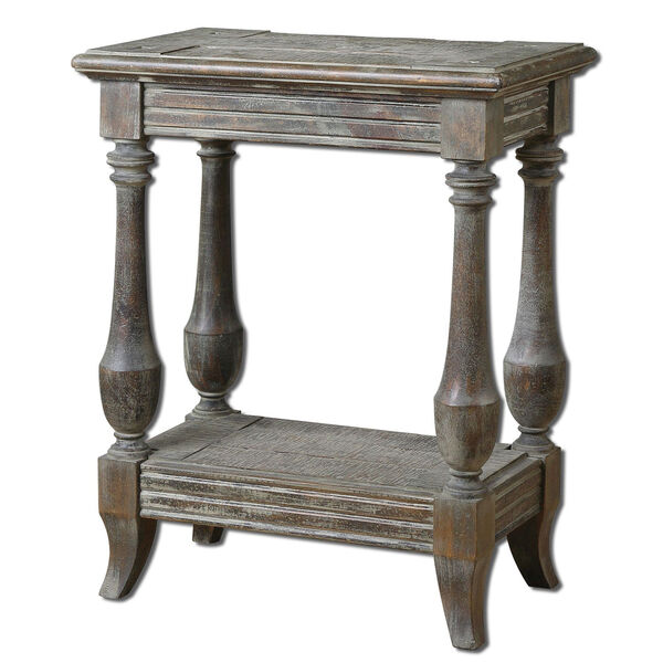 Mardonio Solid Fir Wood with Saw Mark Distressing Side Table, image 1