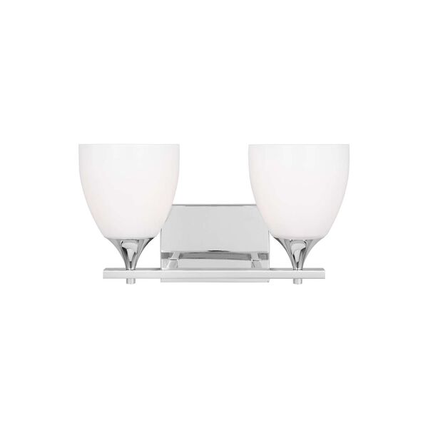 Toffino Chrome Two-Light Bath Vanity with Milk Glass by Drew and Jonathan, image 1