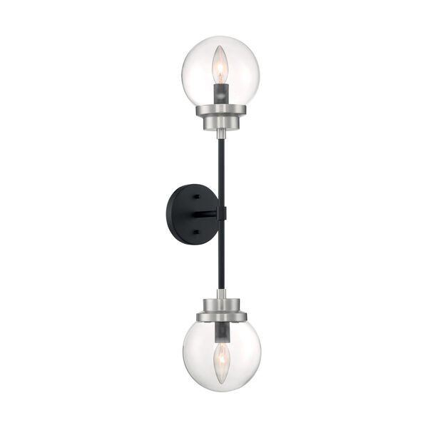 Axis Matte Black and Brushed Nickel Two-Light Wall Sconce, image 1