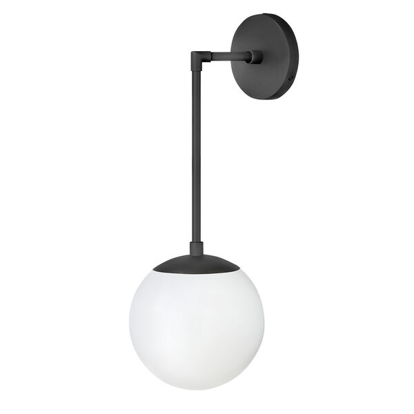 Warby Black One-Light Wall Sconce with White Glass, image 1