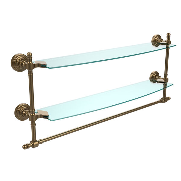 Retro-Wave 24-Inch Double Glass Shelf with Towel Bar, image 1