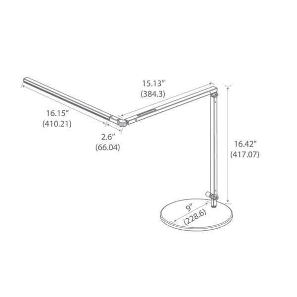 Z-Bar Silver LED Desk Lamp with Two-Piece Desk Clamp, image 4