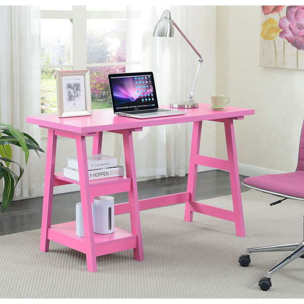 Designs2Go Trestle Desk in Pink, image 1
