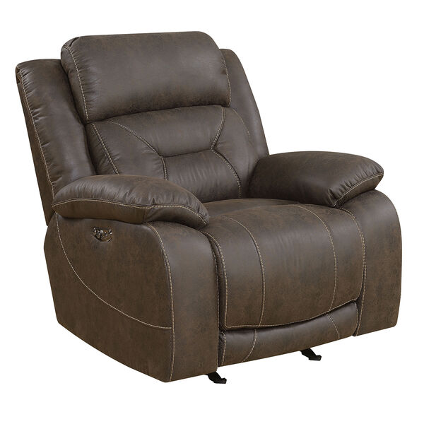 Aria Saddle Brown Power Recliner with Power Head Rest, image 1