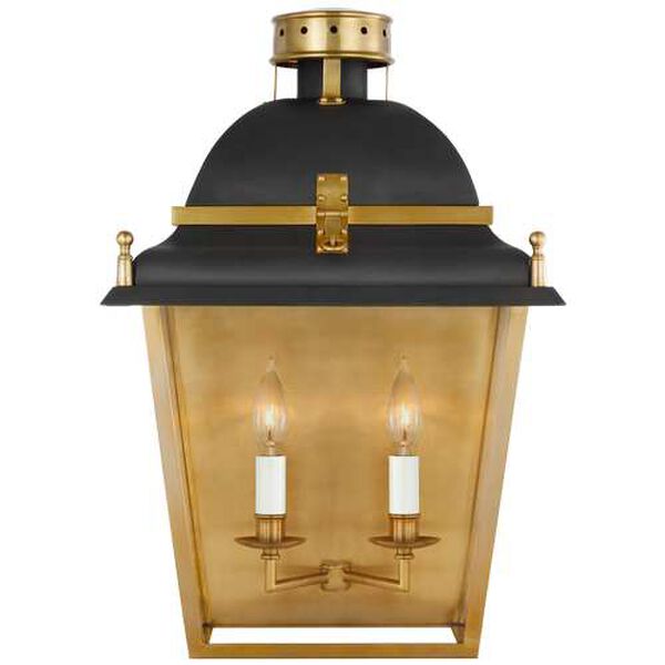 Coventry Black and Burnished Brass Two-Light Large Wall Sconce by Chapman and Myers, image 1