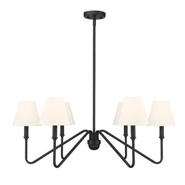 Kennedy Natural Black Six-Light Chandelier with Ivory Linen shade, image 1