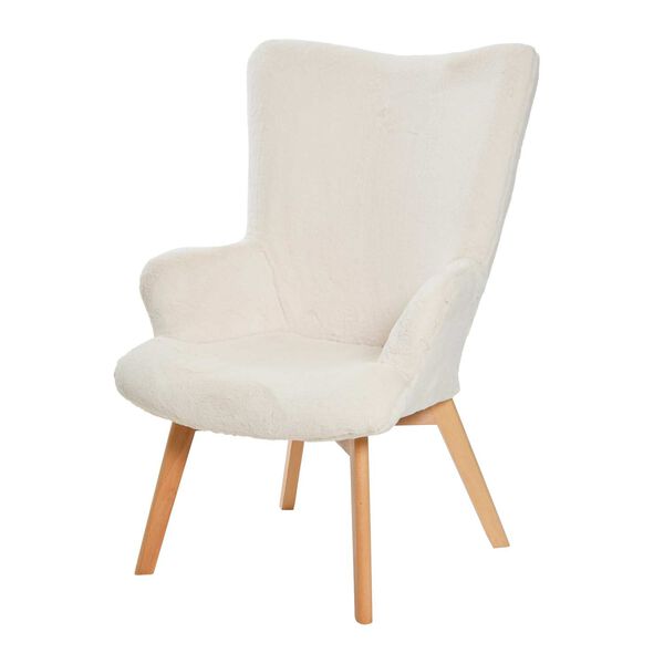 White Plush Wingback Chair, image 1