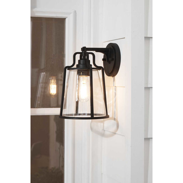 Benton Harbor Textured Black Nine-Inch One-Light Outdoor Wall Sconce with Clear Shade, image 2