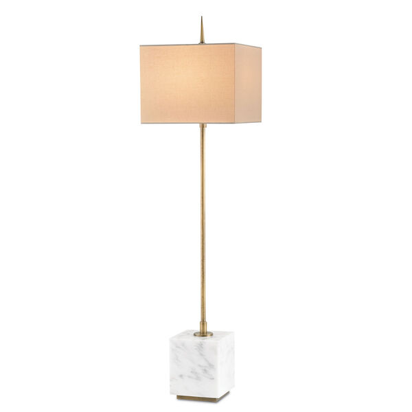 Thompson Brass and White One-Light Buffet Lamp, image 1