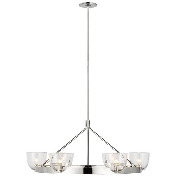 Carola Large Ring Chandelier in Polished Nickel with Clear Glass by AERIN, image 1