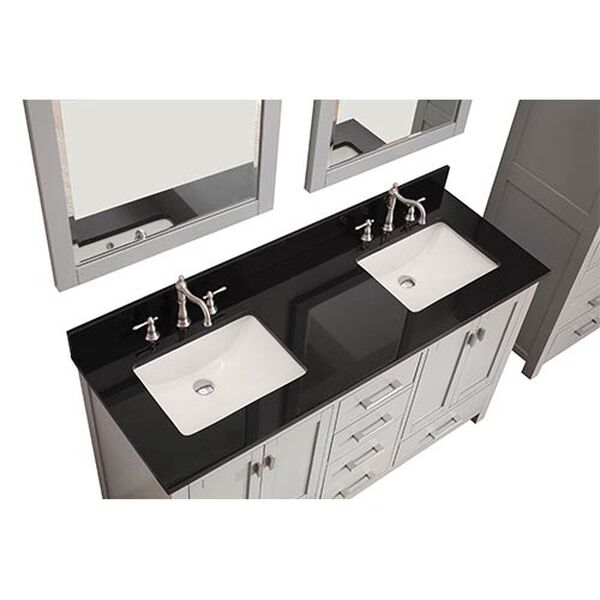 Modero Chilled Gray 60-Inch Double Vanity Combo with Black Granite Top, image 4