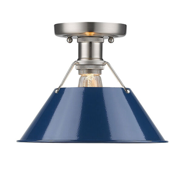 Orwell Pewter One-Light Flush Mount with Navy Blue Shade, image 1